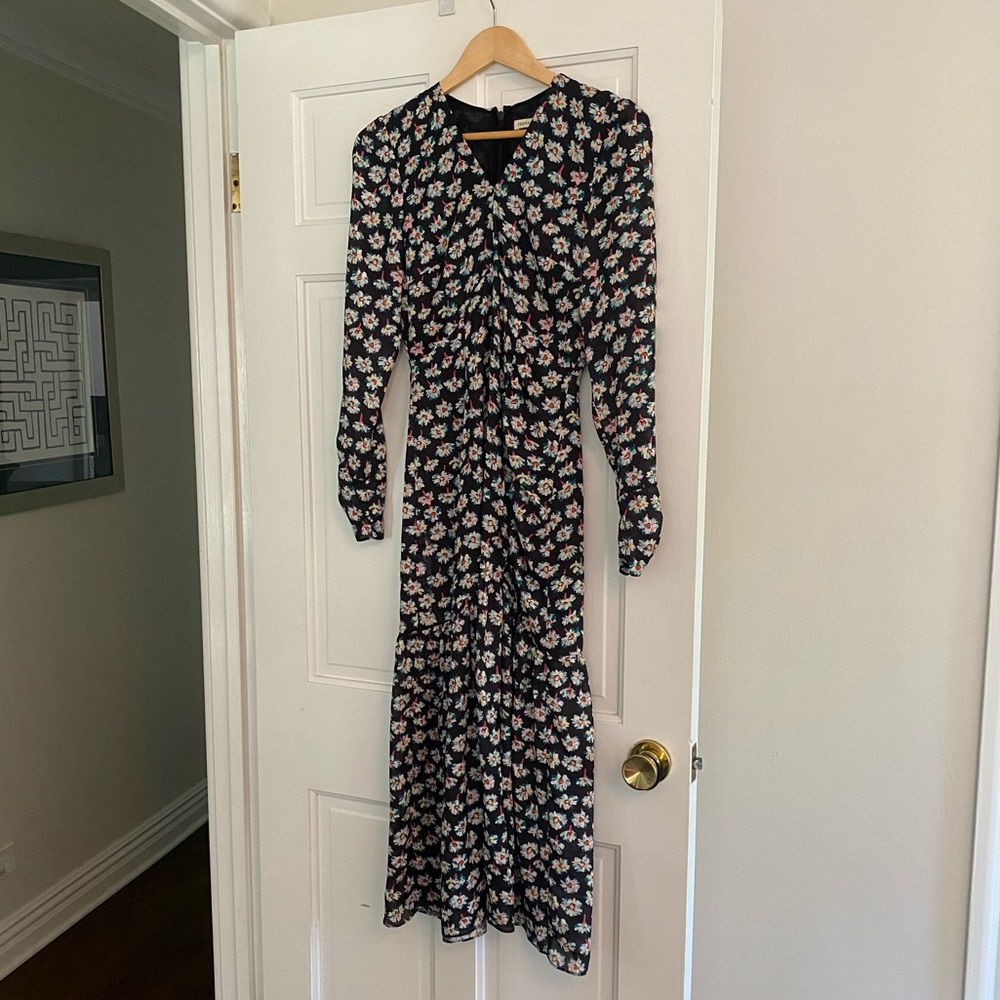 Ruched midi dress in floral pattern